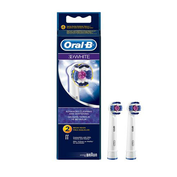 سری یدک مسواک برقی اورال-بی مدل Brush Heads 3D White بسته 2 عددی