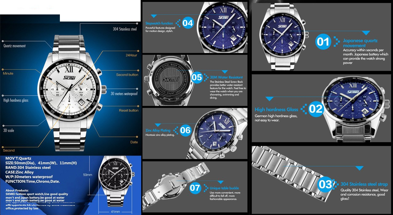 ساعت مچی عقربه ای مردانه اسکمی مدل 9096 کد 01