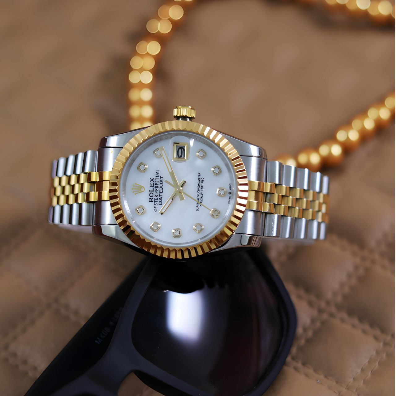 ساعت مچی عقربهای مردانه مدل دیت جاست نگینی ساده کد 026_sd