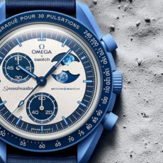 ساعت مچی عقربهای مکانیکی مدل Super Blue Moon Omega x Swatch