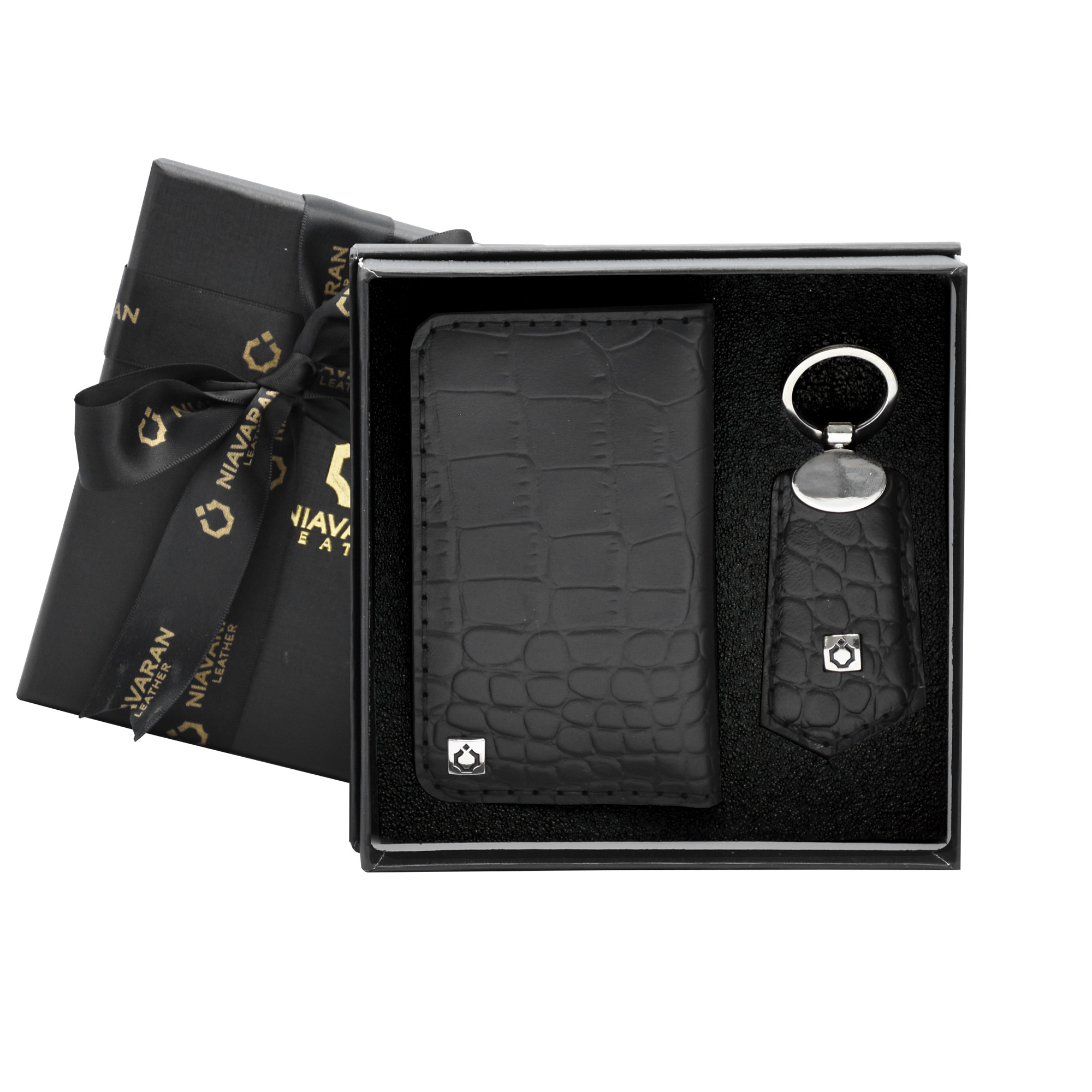 ست هدیه چرم نیاوران مدل دست دوز کد S141 طرح سنگی