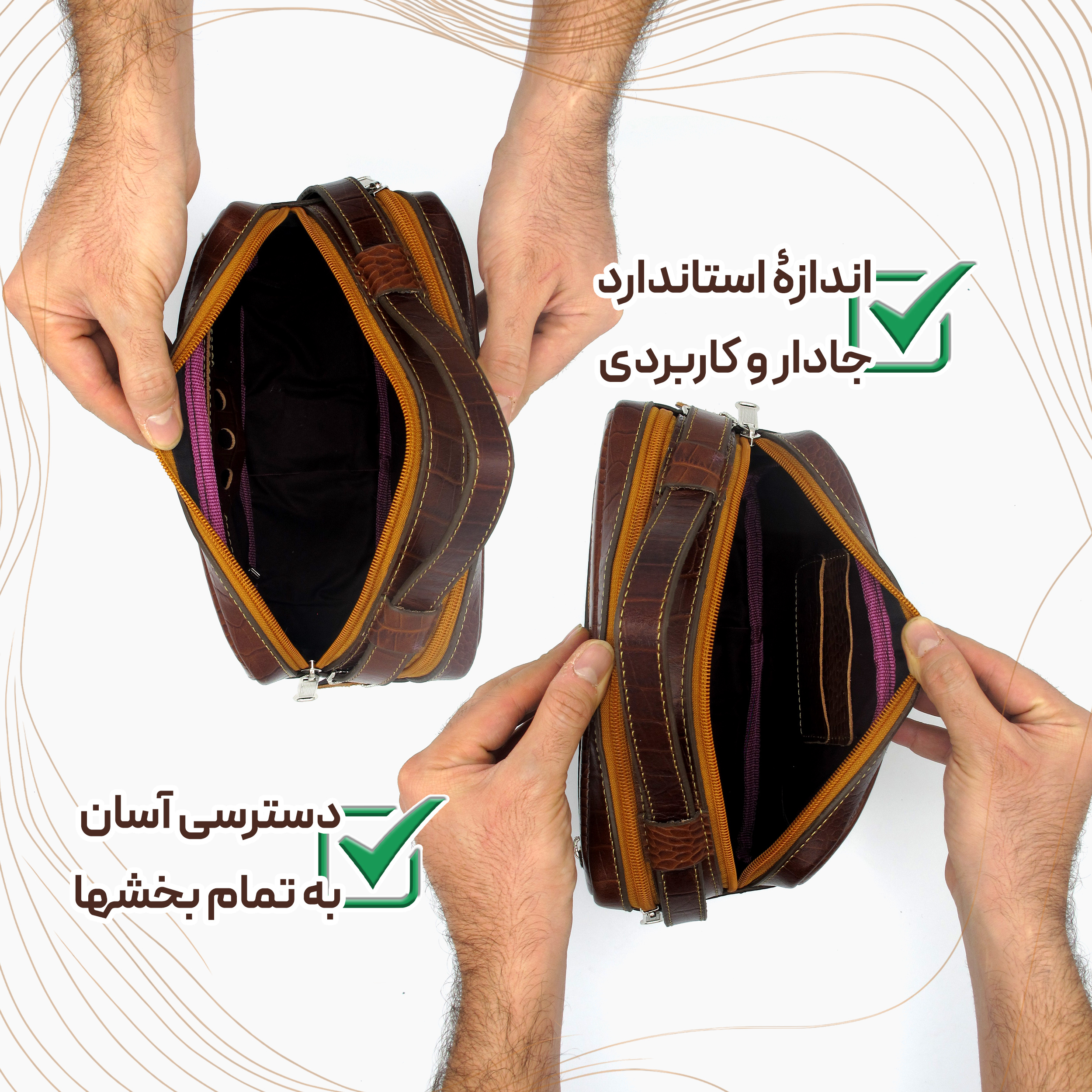 کیف دستی مردانه مدل چرم طبیعی کد FTH150C