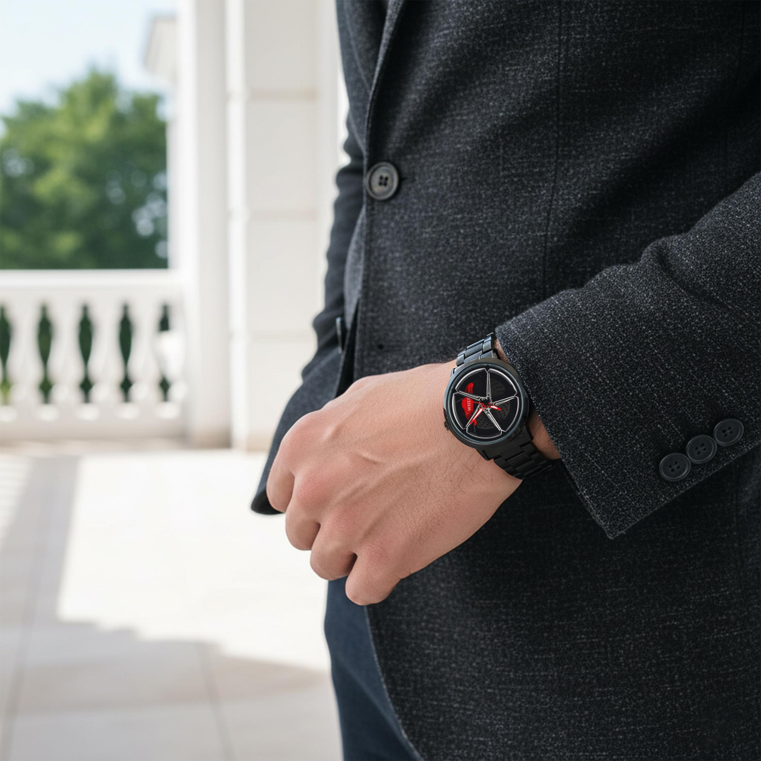 ساعت مچی عقربه‌ای مردانه کوارتز مدل  رینگی متحرک کد WH24