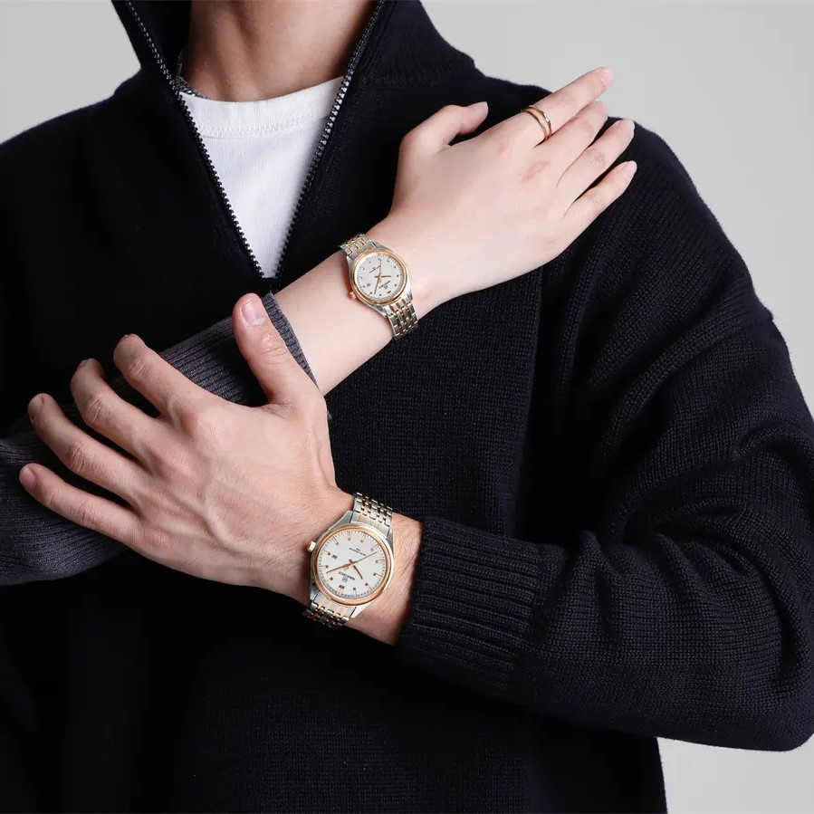 ست ساعت مچی عقربه ای زنانه و مردانه نیوی فورس مدل NF8039SRGW