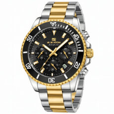 ساعت مچی عقربه‌ای کوارتز مردانه وا وا ووم مدل کلاسیک لوکس سه موتور فعال کرنوگراف بند استیل کد JV1