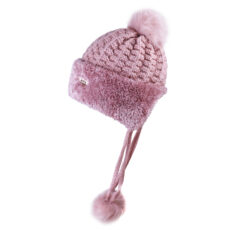 کلاه بافتنی سام مدل لبه خز طرح پوم دار کد 517