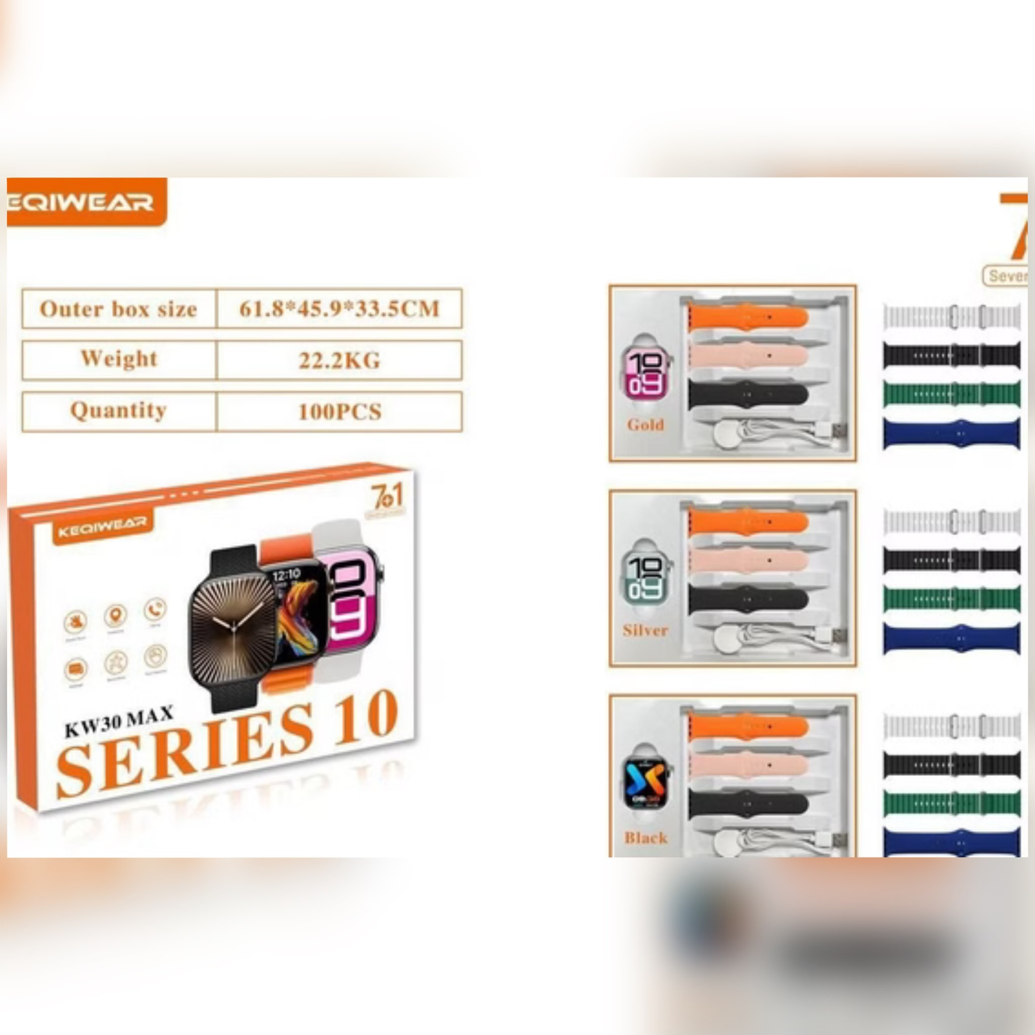 ساعت هوشمند 44 میلی متری کیکویر مدل kw 30 max با بند سیلیکونی