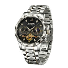 ساعت مچی عقربه‌ای کوارتز مردانه بین باند مدل اسپرت لوکس سه موتور فعال بند طرح تراش الماسی قفل مخفی کد JBN005