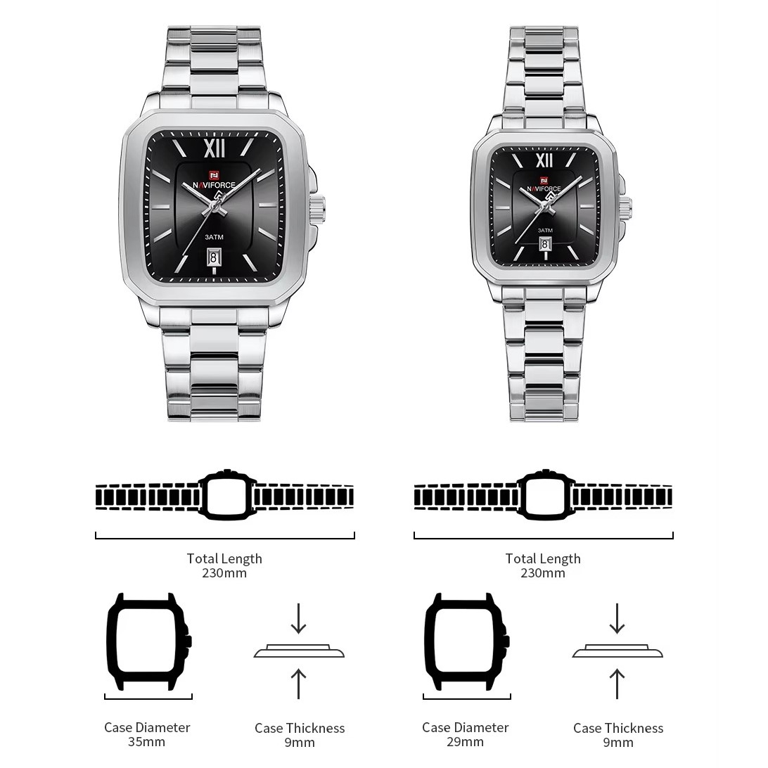 ست ساعت مچی عقربه‌ای کوارتز زنانه و مردانه نیوی فورس مدل NF9239SBS