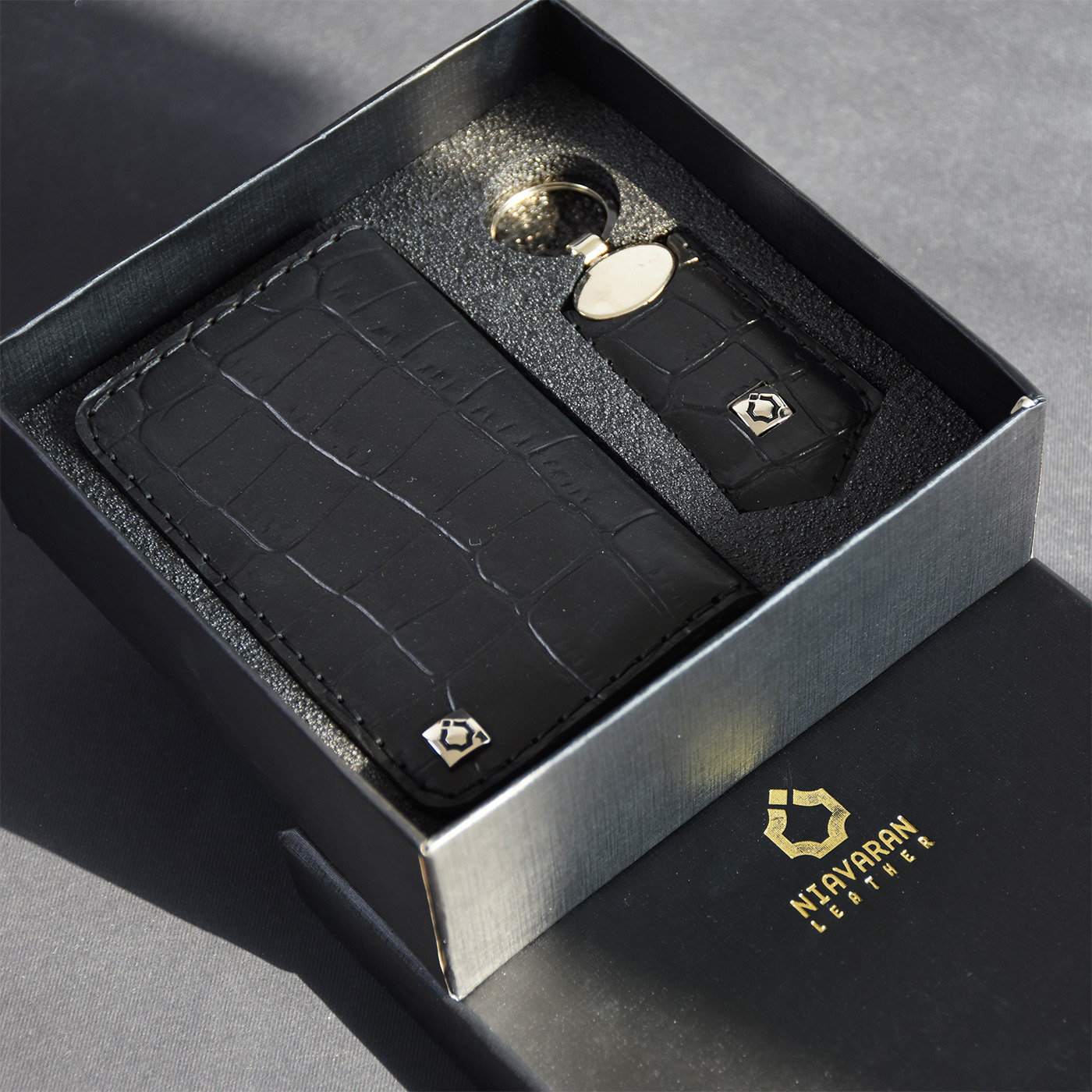 ست هدیه چرم نیاوران مدل دست دوز کد S141 طرح سنگی