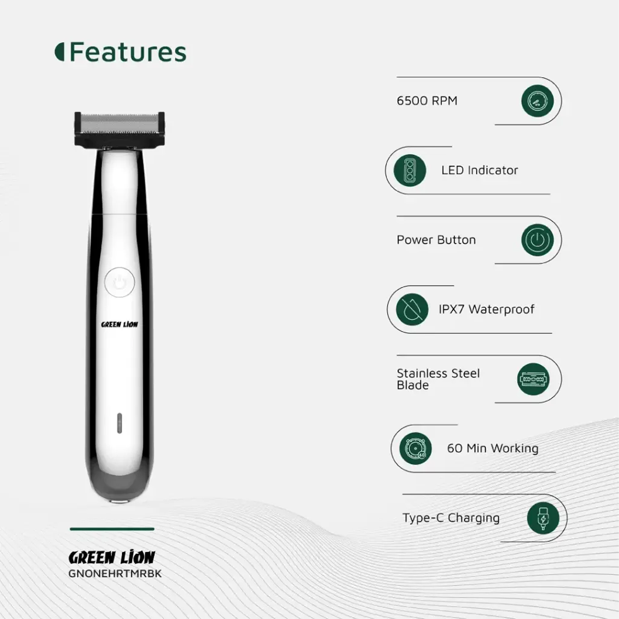 ماشین اصلاح موی سر و صورت شارژی گرین لاین مدل GNONEHRTMRBK