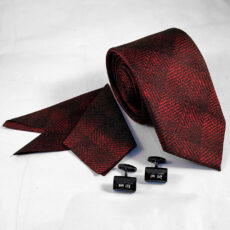 ست کراوات و دستمال جیب و دکمه سردست مردانه مدل 603A