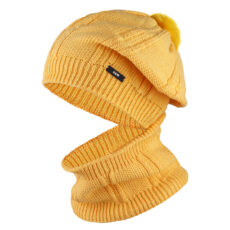 ست کلاه و شال گردن بافتنی سام مدل فرانسوی رینگی داخل خز کد 212