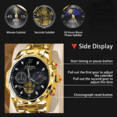 ساعت مچی عقربه‌ای کوارتز مردانه بین باند مدل سه موتور فعال کورنوگراف نگینی کد 002