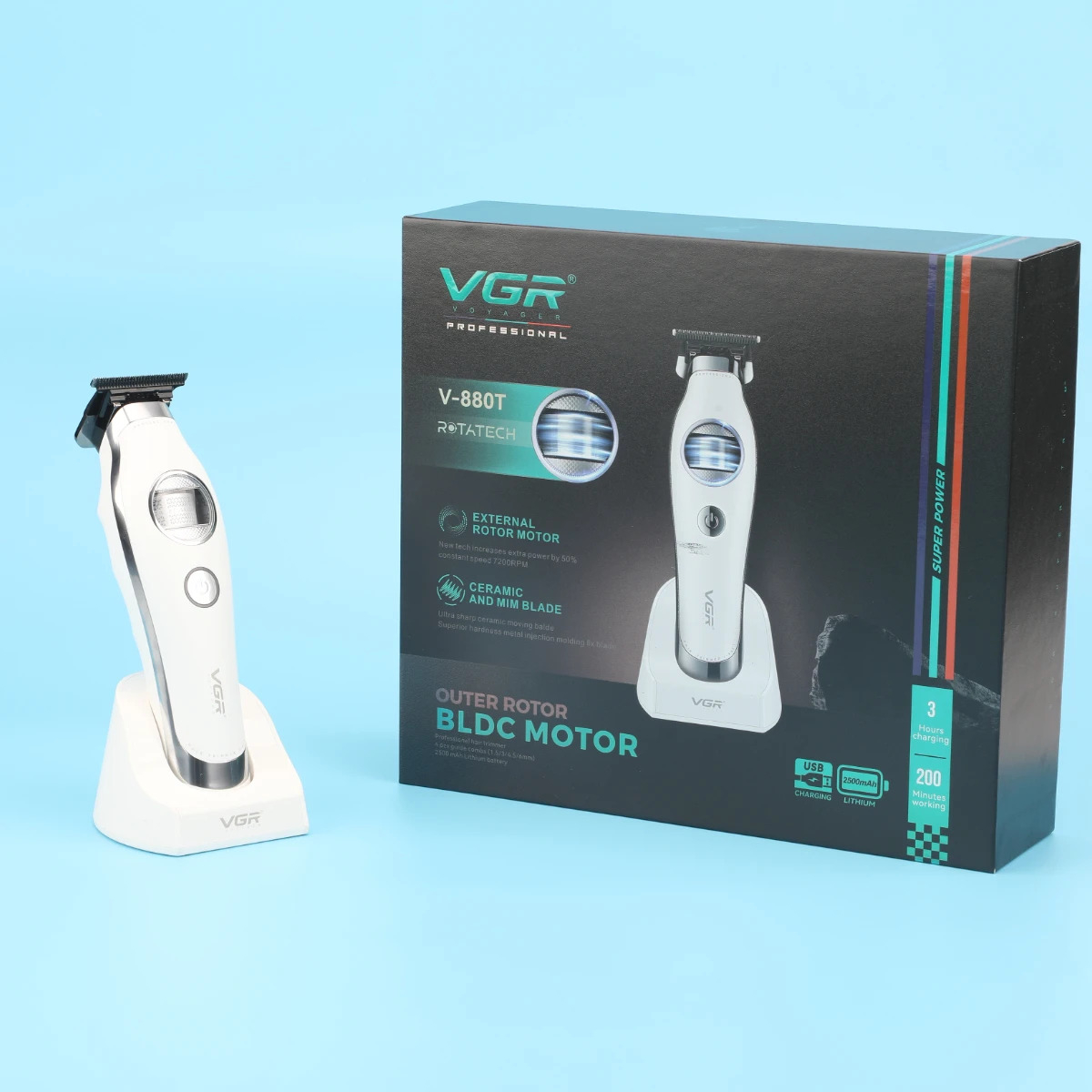 ماشین اصلاح موی صورت شارژی  وی جی ار مدل V-880 T