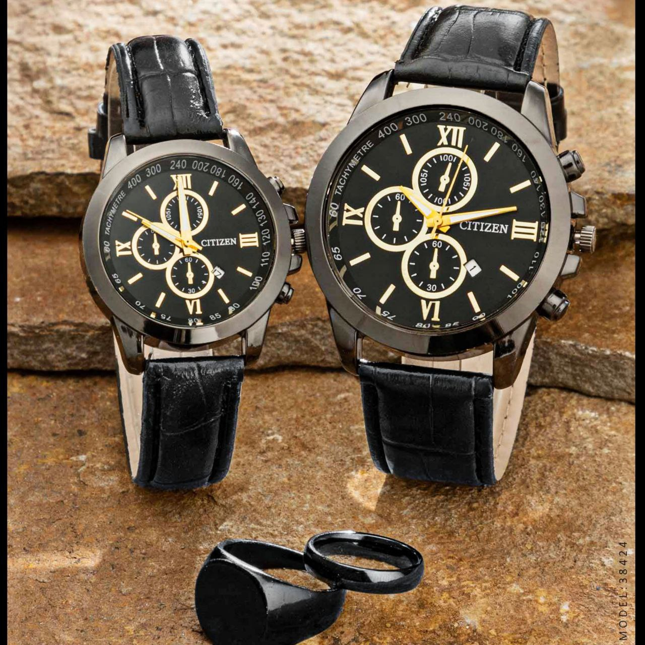 ست ساعت مچی عقربه ای زنانه و مردانه مدل تقویم دار 02