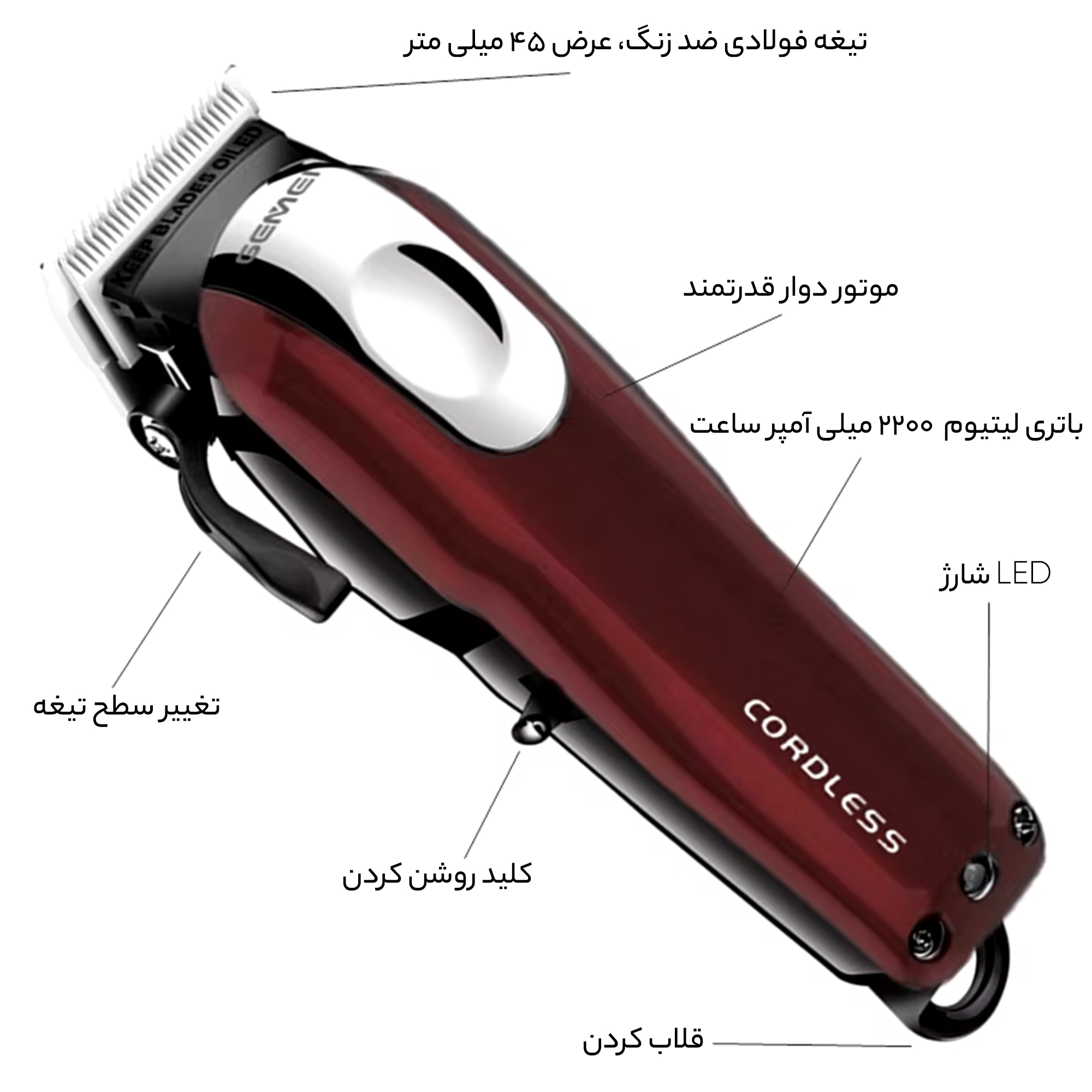 ماشین اصلاح موی سر جیمی کد gm-805