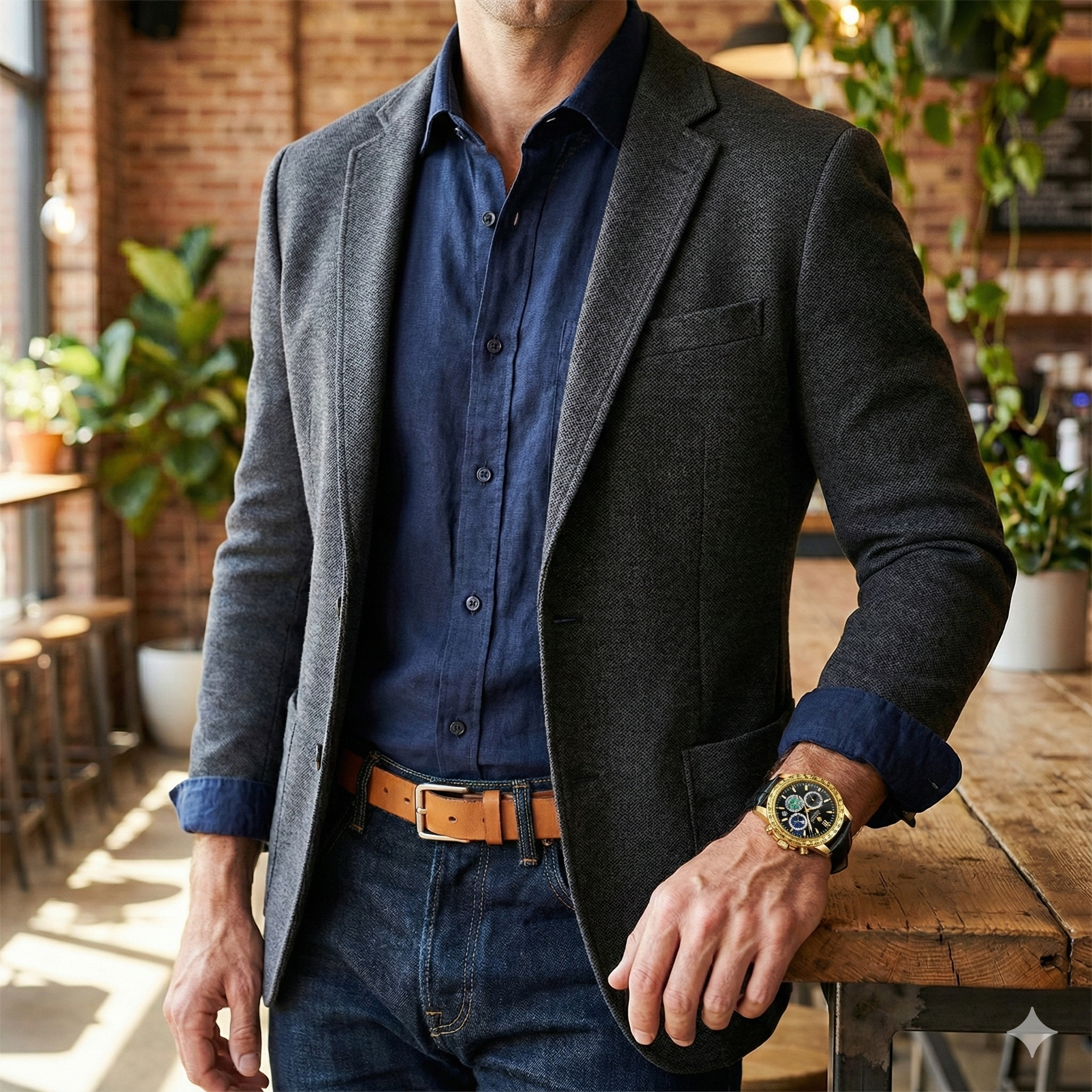 ساعت مچی عقربه‌ای کوارتز مردانه بین باند مدل اسپرت لوکس سه موتور فعال کرنوگراف بند چرم کد BN2