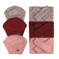ست کلاه و شال گردن و دستکش بافتنی سام مدل 402