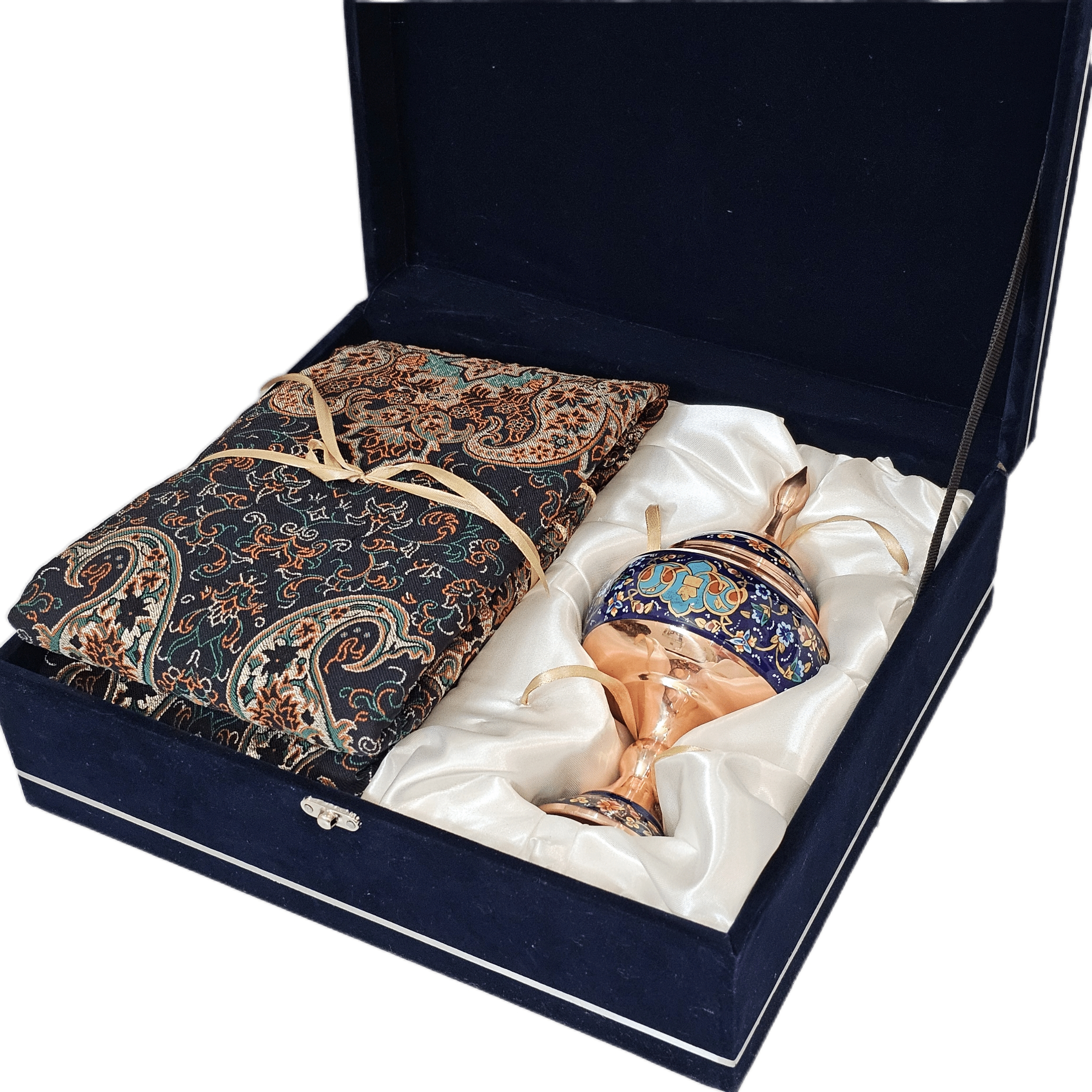 ست هدیه نگارستان نیلی مدل مس و ترمه کد gold24