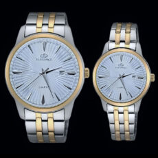 ست ساعت مچی عقربه‌ای کوارتز زنانه و مردانه مدل کلاسیک خطی کد 011