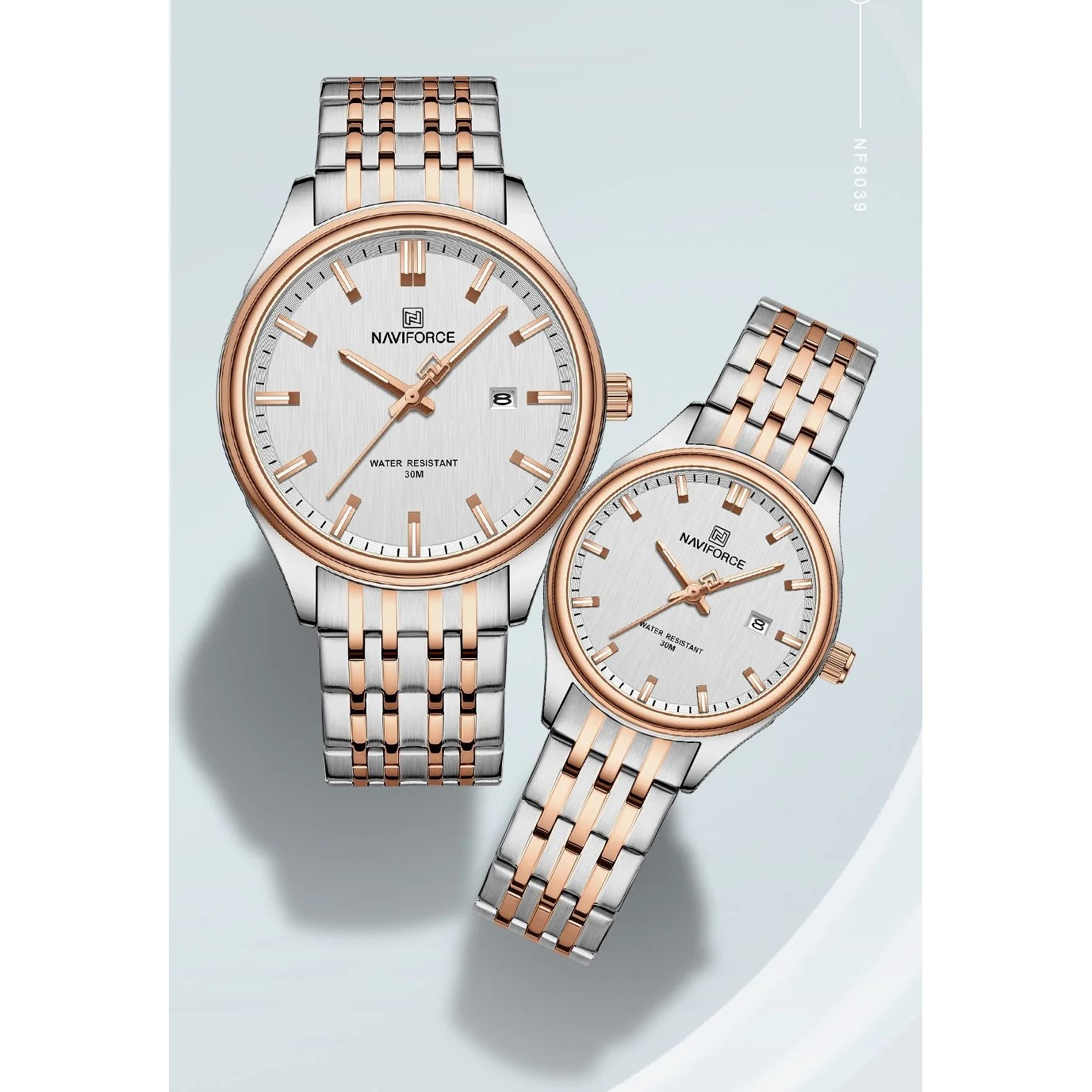 ست ساعت مچی عقربه ای زنانه و مردانه نیوی فورس مدل NF8039SRGW