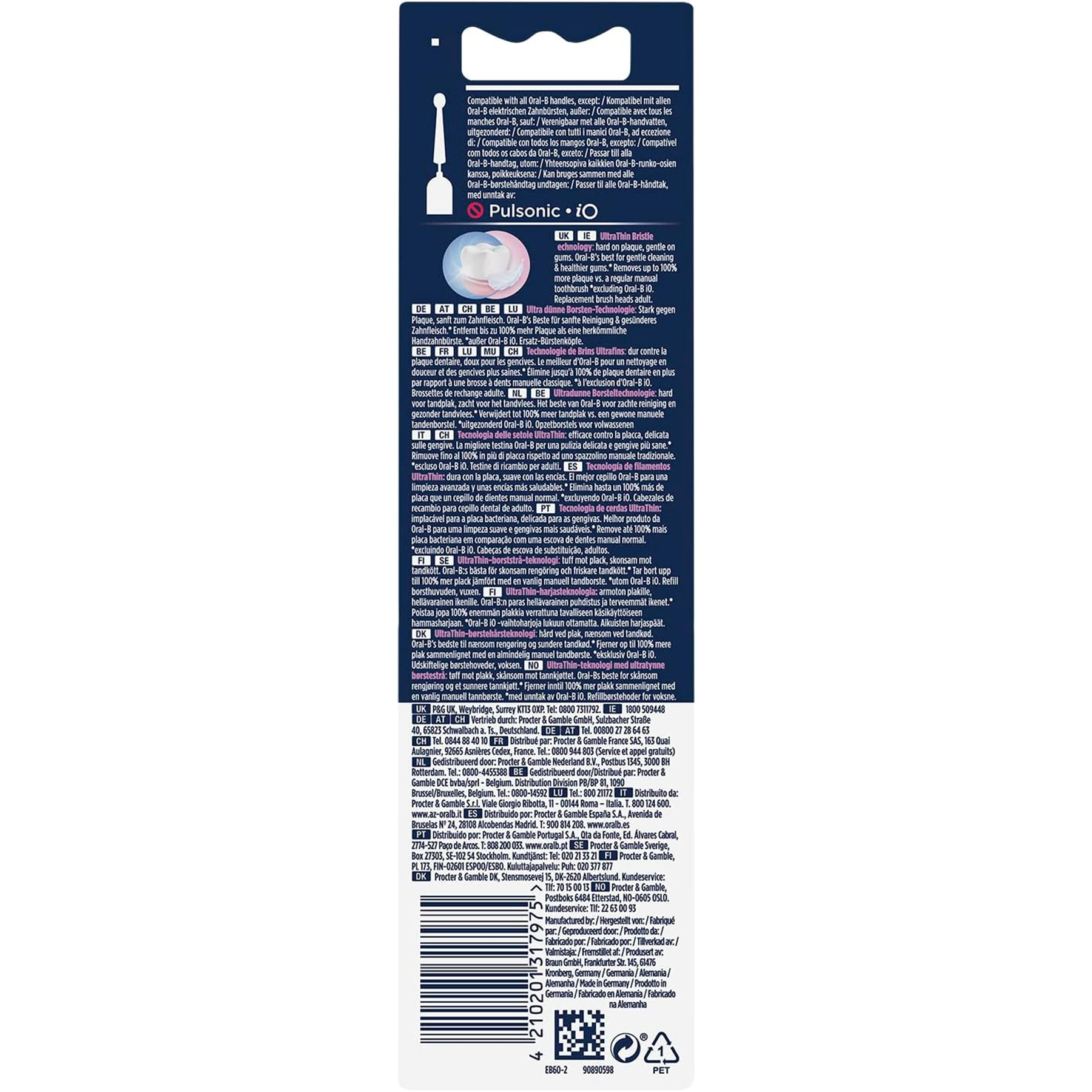 سری یدک مسواک برقی اورال-بی مدل SENSI ULTRATHIN بسته 2 عددی