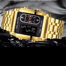 ساعت مچی عقربه‌ای کوارتز مردانه بین باند مدل دو زمانه کورنومتر دار کد 03