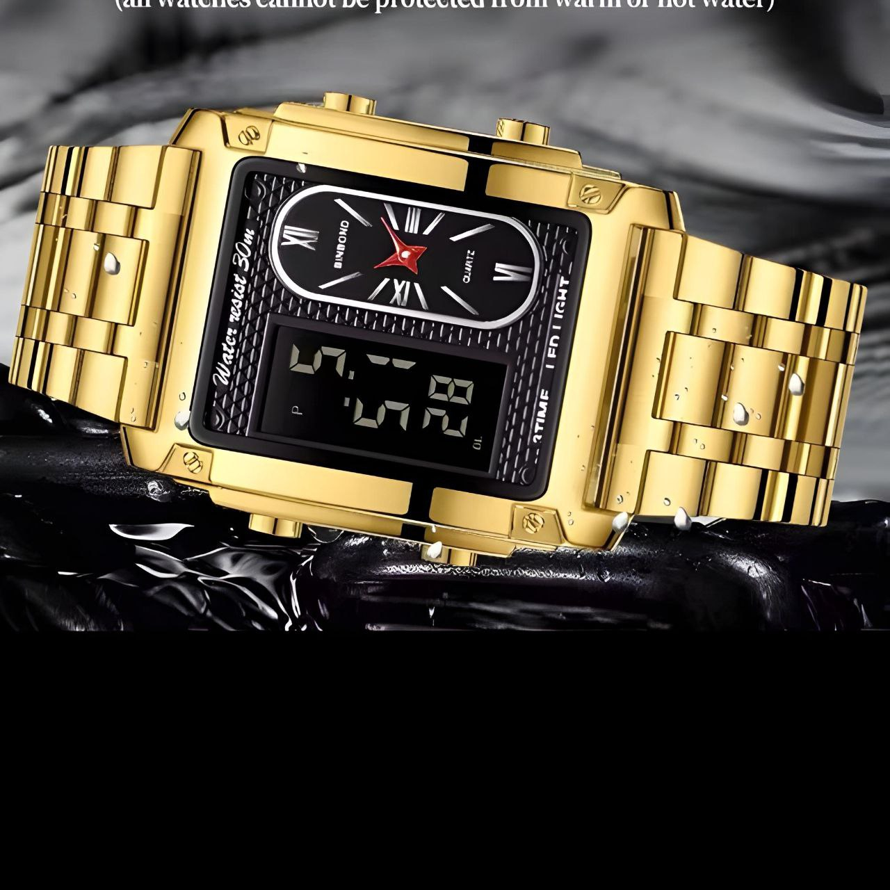 ساعت مچی عقربه‌ای کوارتز مردانه بین باند مدل دو زمانه کورنومتر دار کد 03