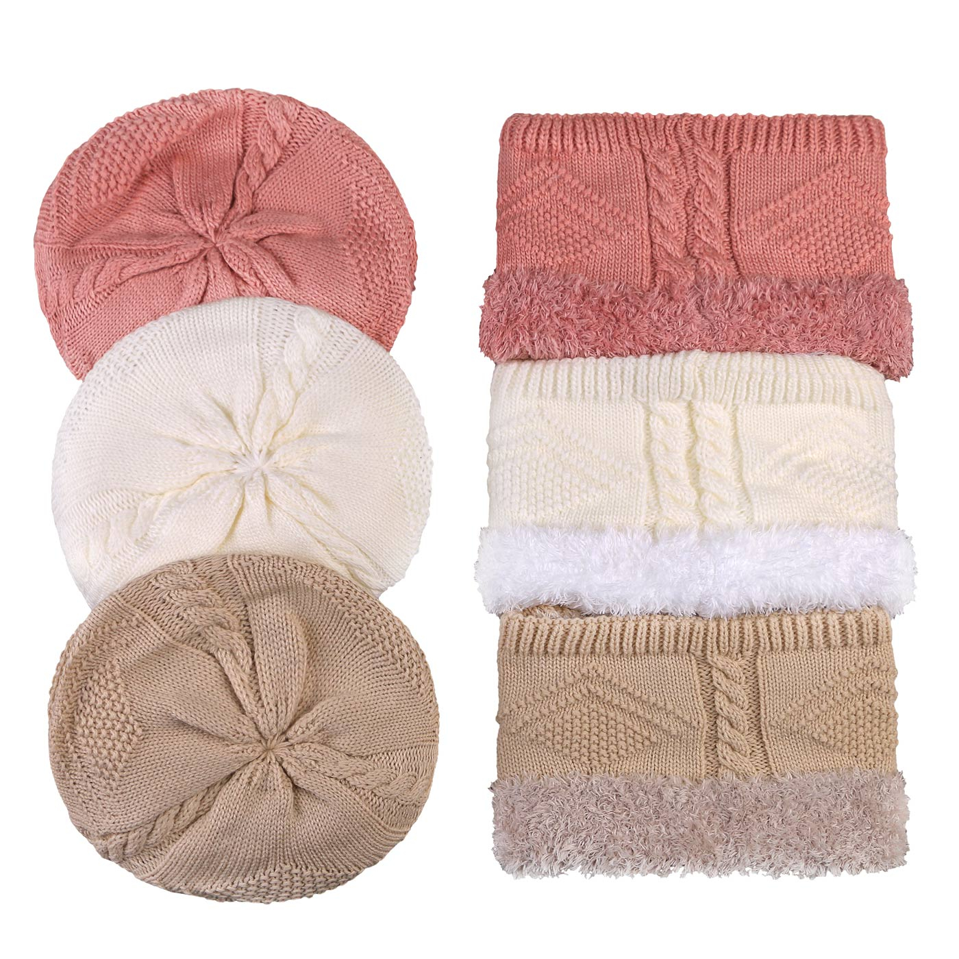 ست کلاه و شال گردن بافتنی مدل داخل خز سام مدل 435