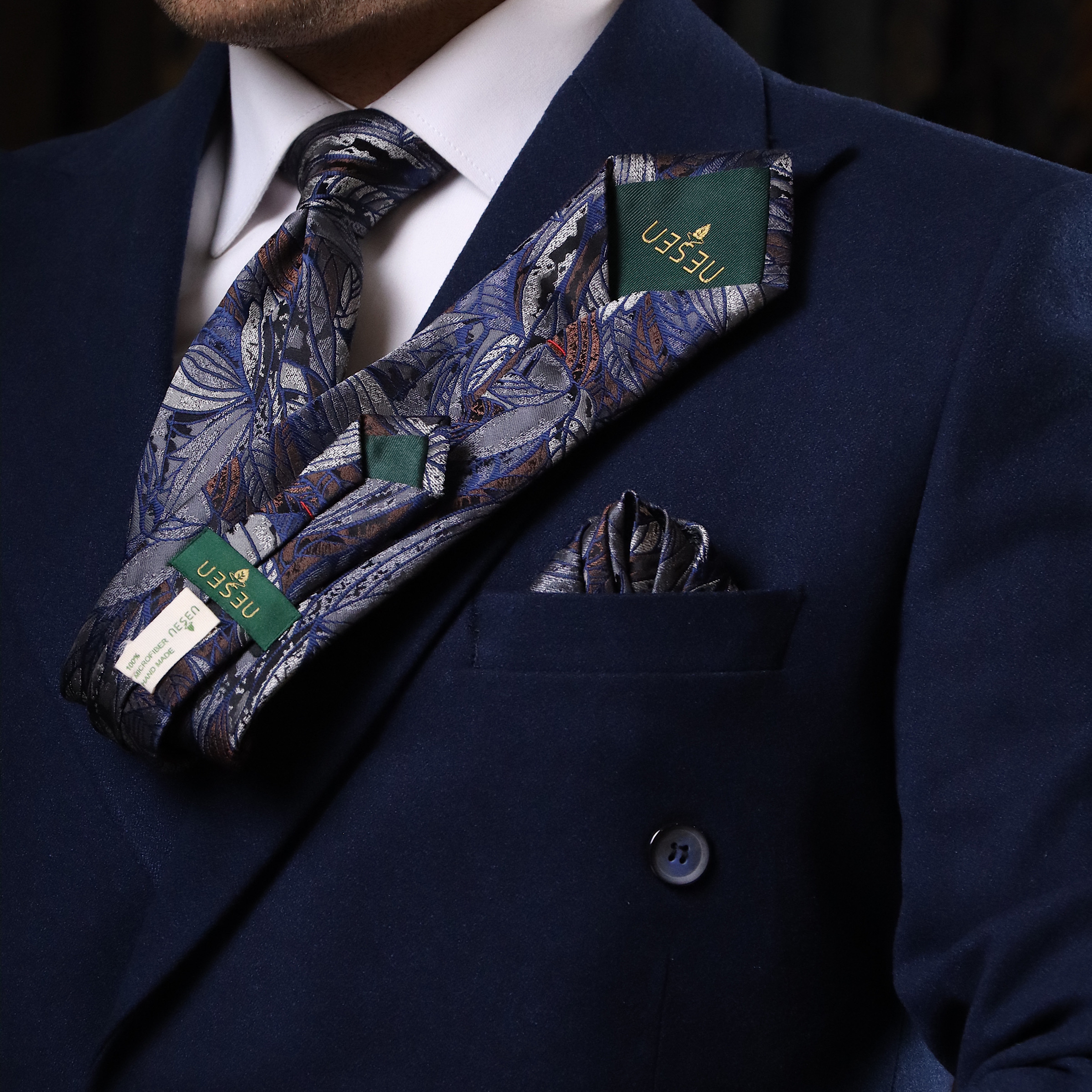 ست کراوات و دستمال جیب مردانه نسن مدل T245