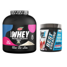 پودر پروتئین وانیلی کاله پرو - 1800 گرم به همراه کراتین با طعم هندوانه بی پی آی - 300 گرم