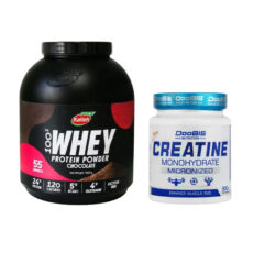 پودر پروتیین وی کاله – 1800 گرم با طعم شکلاتی به همراه پودر کراتین میکرونایز دوبیس – 300 گرم