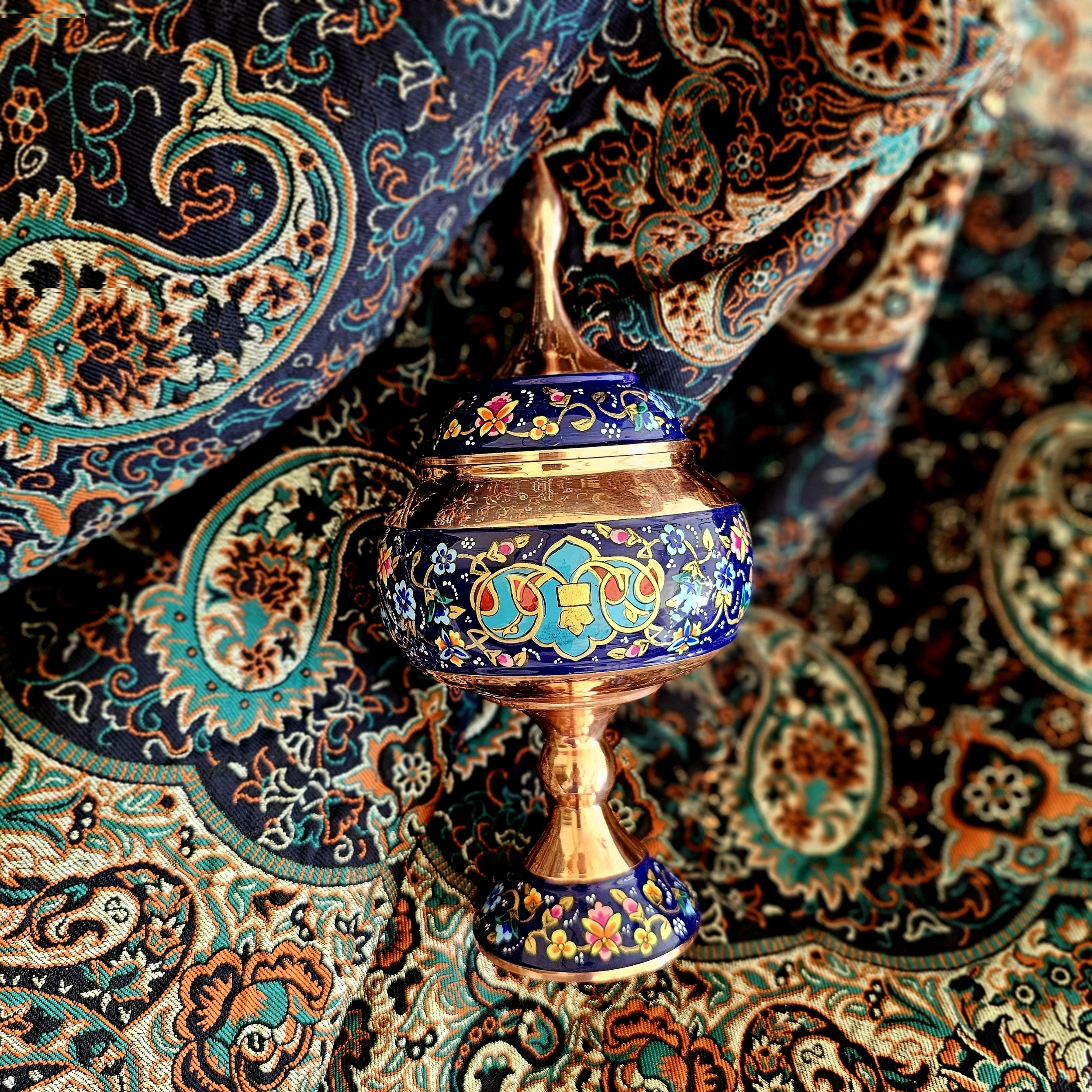 ست هدیه نگارستان نیلی مدل مس و ترمه کد gold24