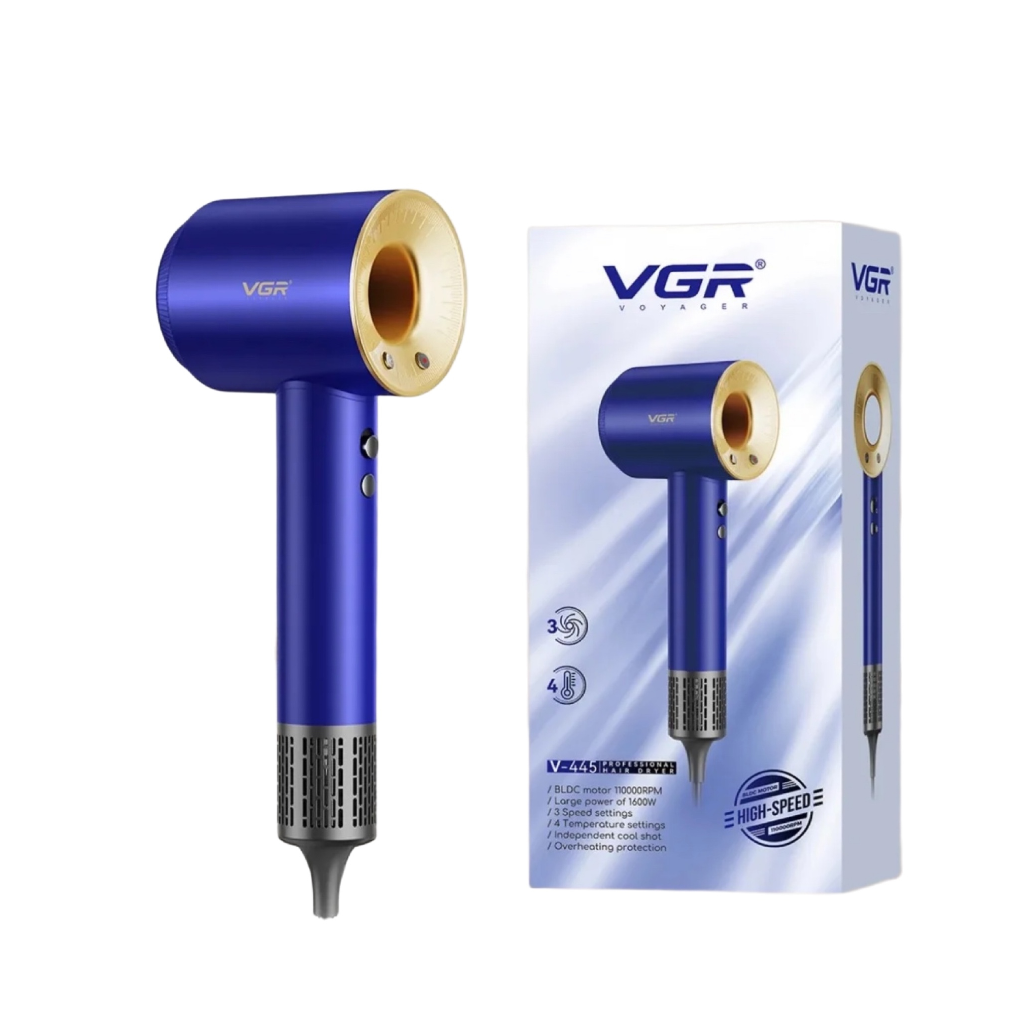 سشوار حرفه ای 1600 وات وی جی ار مدل v-445