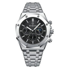 ساعت مچی عقربه‌ای کوارتز مردانه بین باند مدل کلاسیک سه موتور فعال کرنوگراف بند استیل کد 1