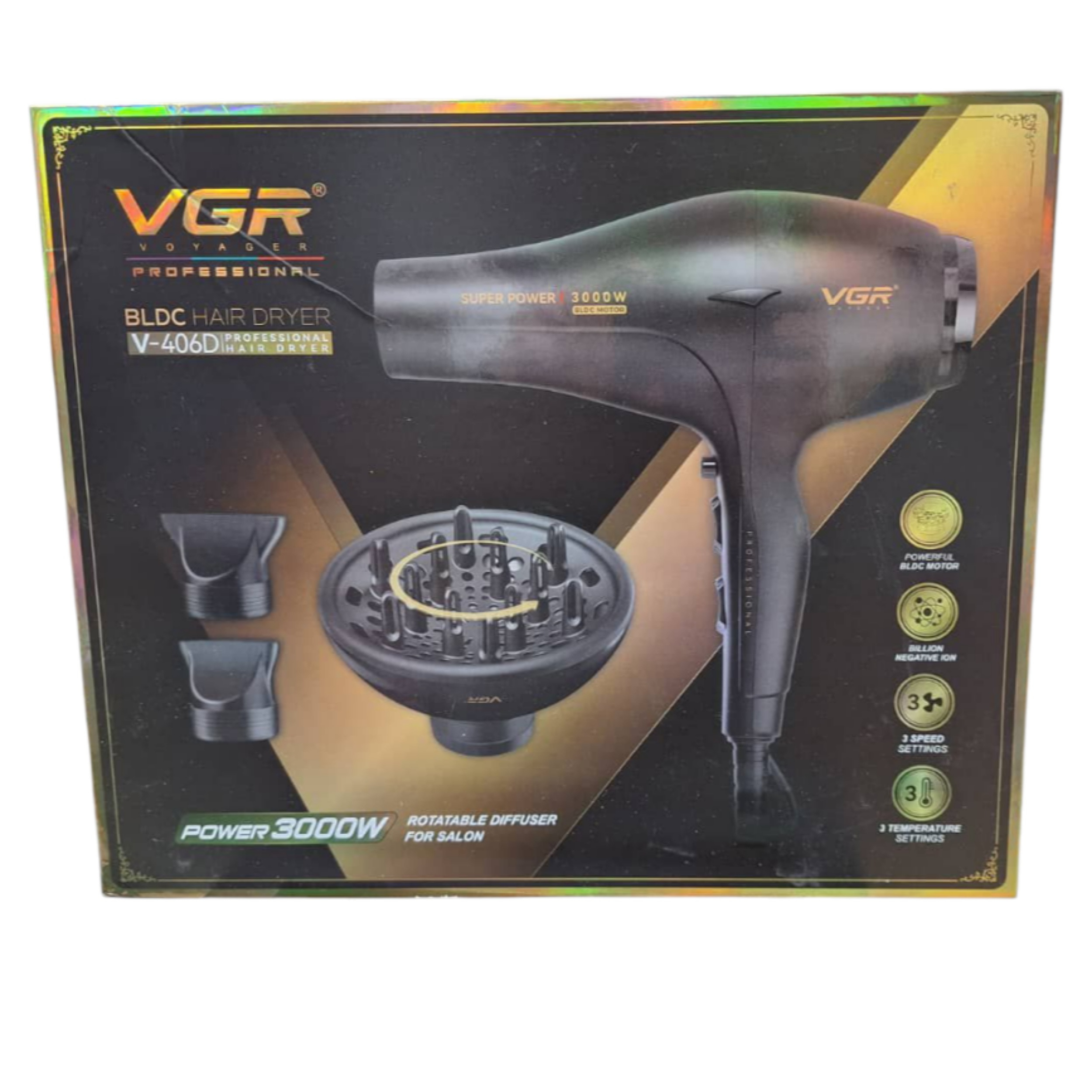 سشوار حرفه‌ای 3000 وات وی جی ار مدل V-406D