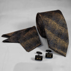 ست کراوات و دستمال جیب و دکمه سردست مردانه مدل 603A