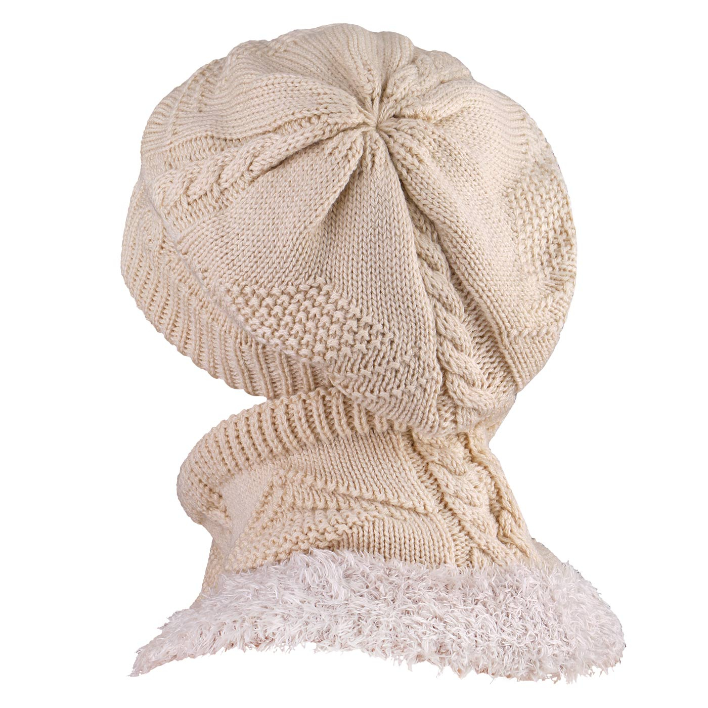 ست کلاه و شال گردن بافتنی مدل داخل خز سام مدل 435