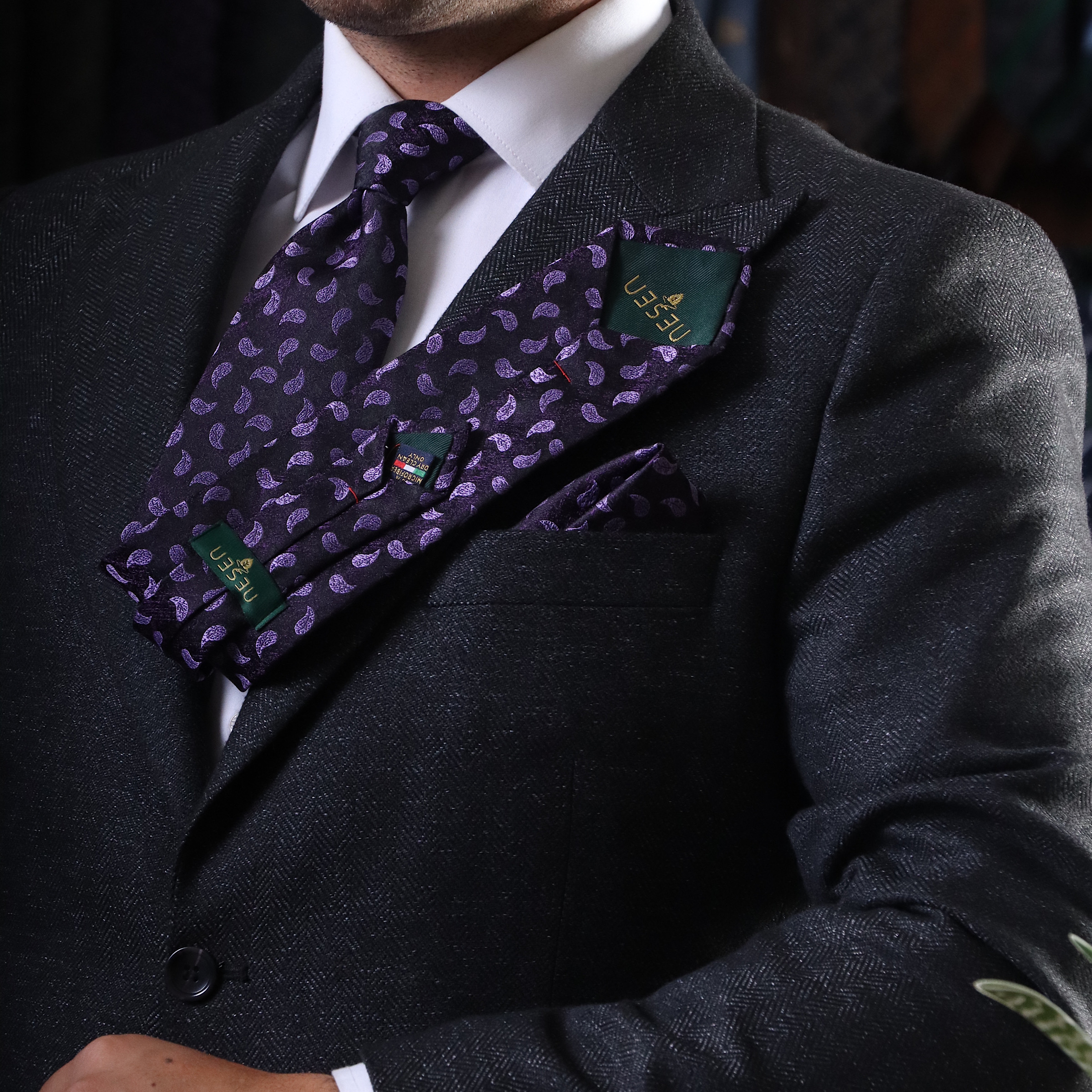 ست کراوات و دستمال جیب مردانه نسن مدل T173