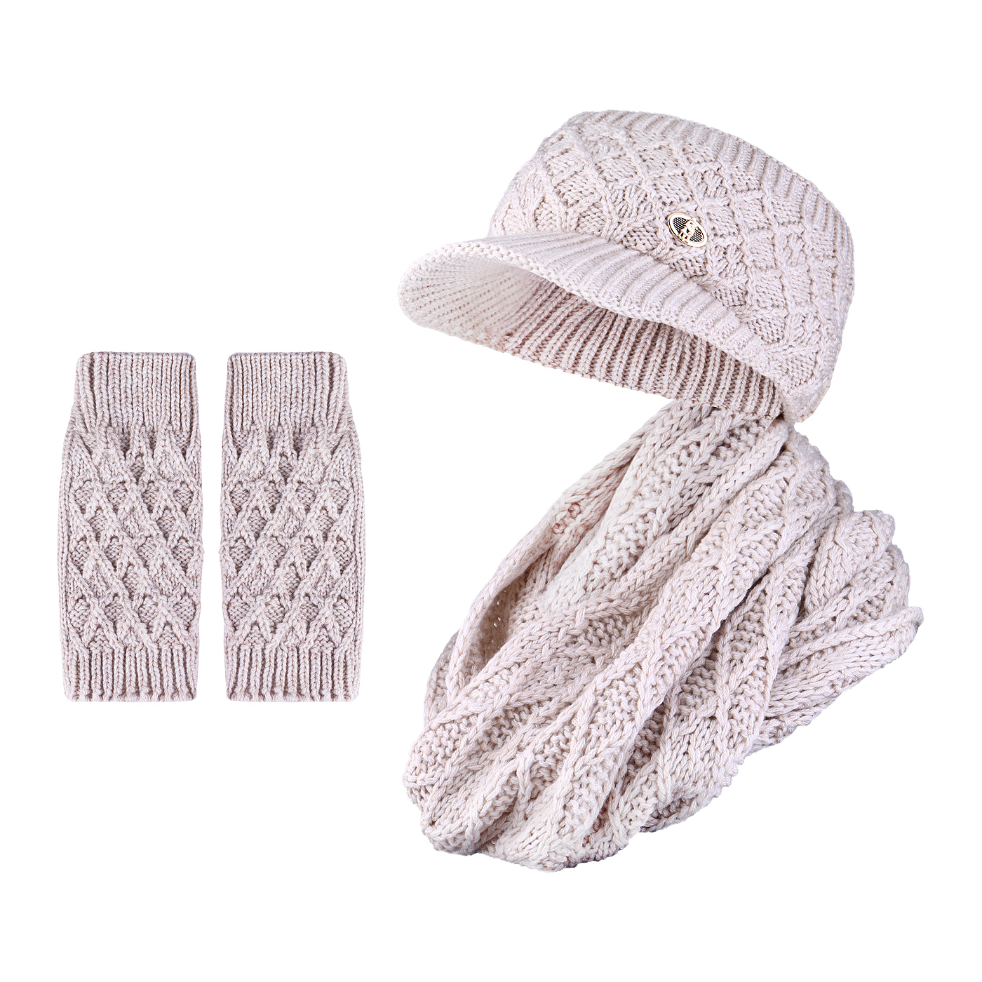 کلاه و شال گردن و ساق دست بافتنی سام مدل نقابدار رو باز کد 532