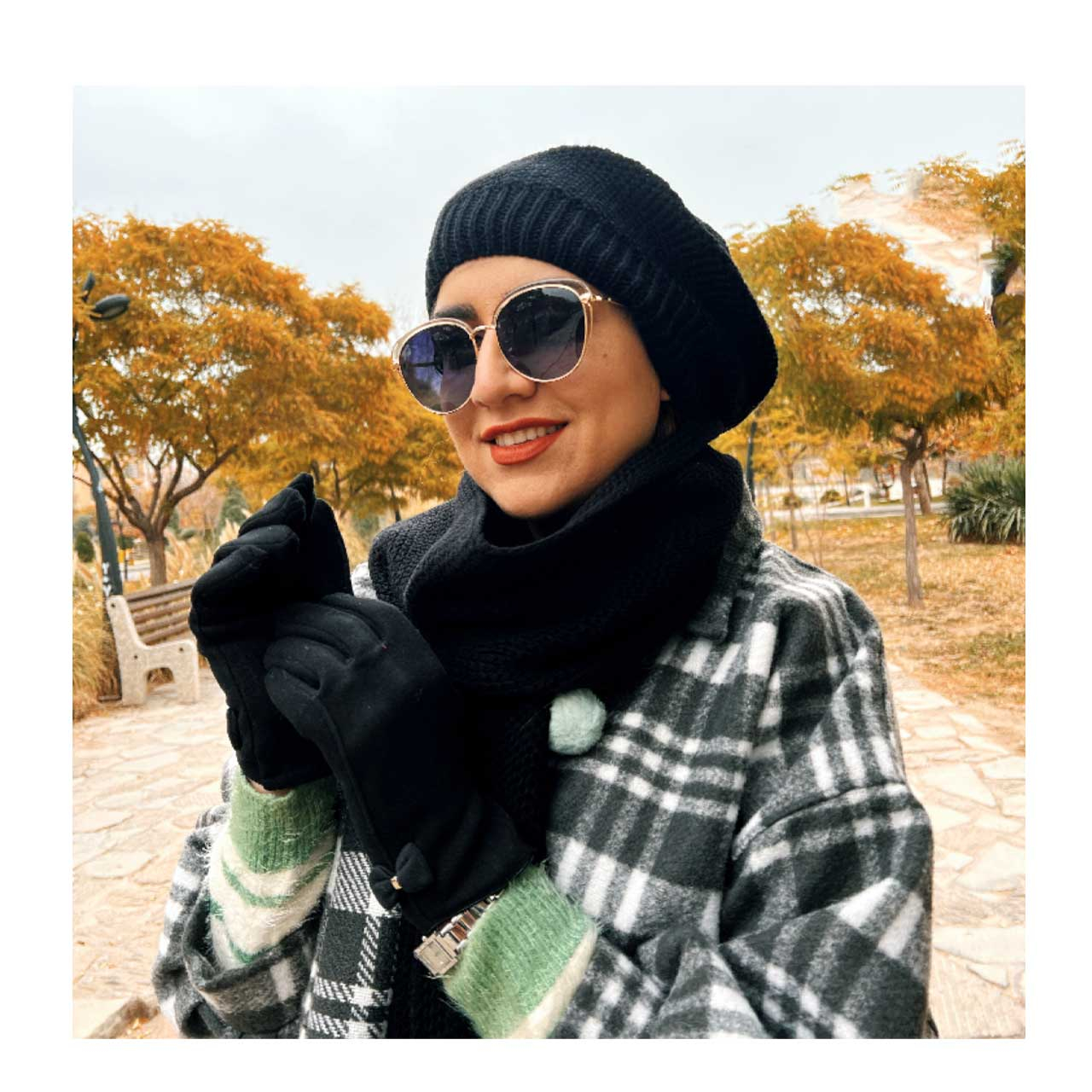 ست کلاه و شال گردن بافتنی مدل فرانسوی