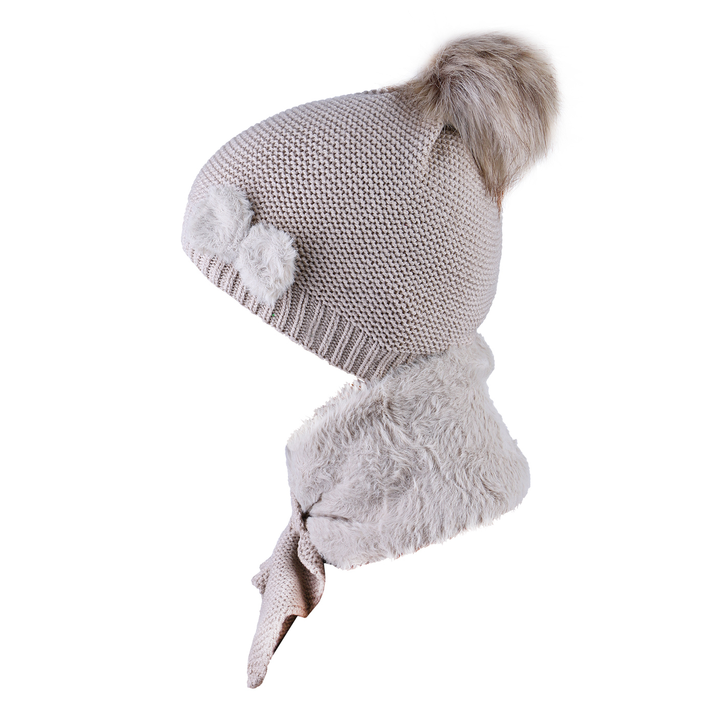 ست کلاه و شال بافتنی سام مدل داخل خز طرح پاپیون کد 566