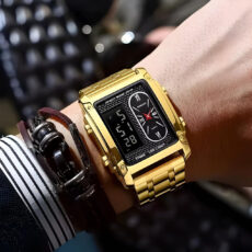 ساعت مچی عقربه‌ای کوارتز مردانه بین باند مدل دو زمانه کورنومتر دار کد 03