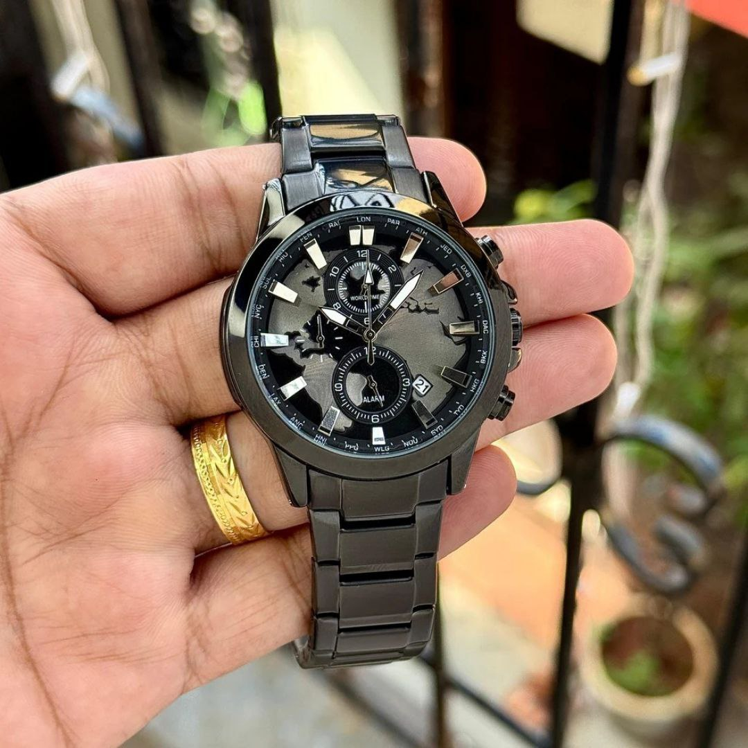 ساعت مچی عقربه‌ای کوارتز مردانه مدل سه موتور فعال کورنوگراف جهان نما کد m2