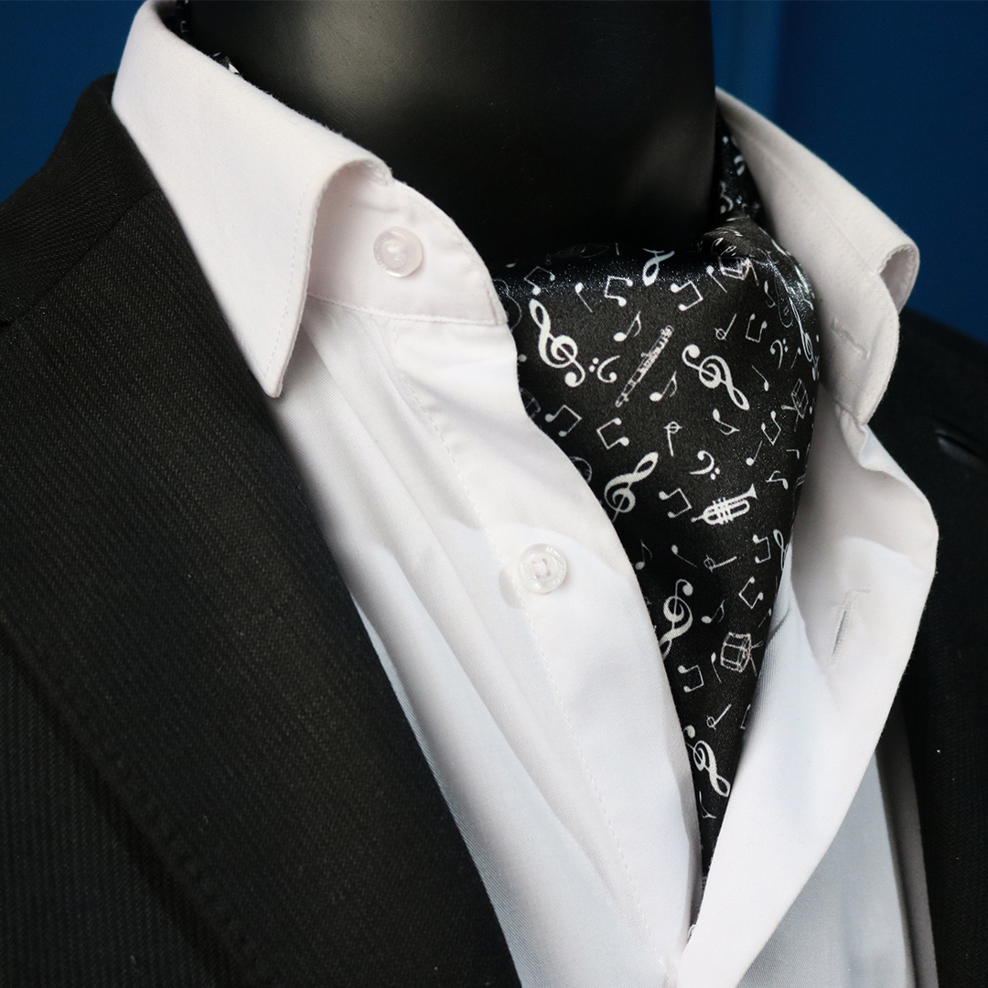 دستمال گردن مردانه مدل نت و سازهای موسیقی کد as1037