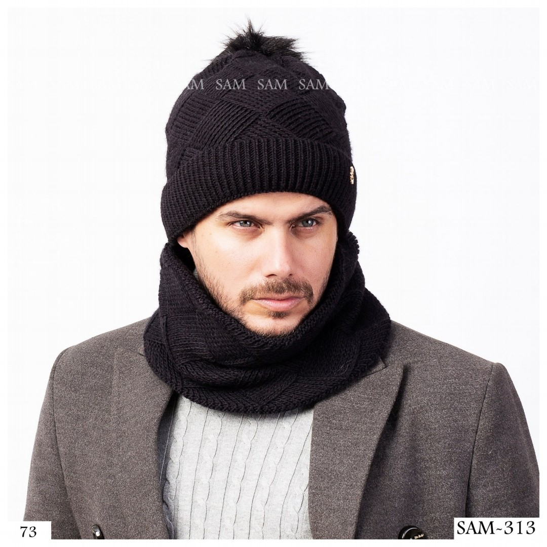 ست کلاه و شال گردن بافتنی مدل سام 313