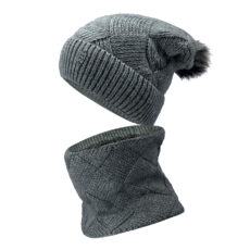 ست کلاه و شال گردن بافتنی سام مدل داخل خز کد 313