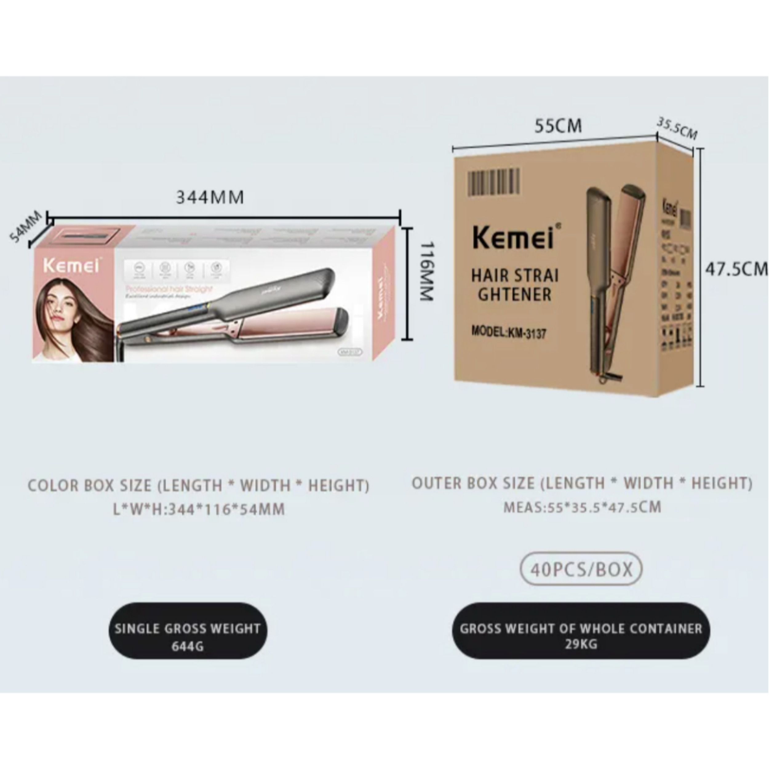 اتو و حالت دهنده ی مو کیمی مدل km-3138