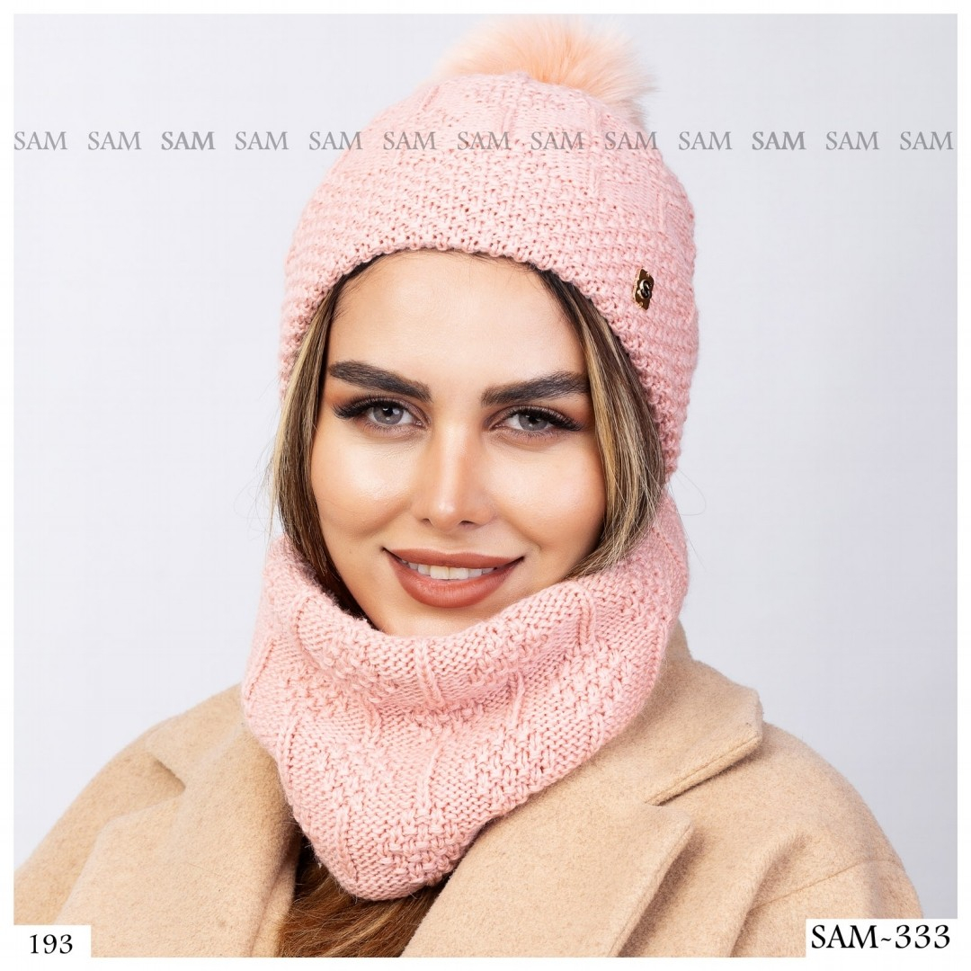ست بافتنی کلاه و شال گردن سام مدل 009